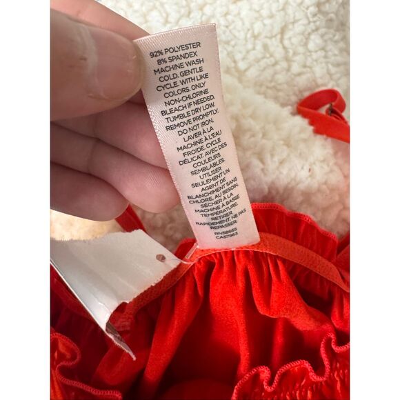 BP. Red Satin Crop Top Small | Adjustable Spaghetti Strap Cami Bralette - Picture 5 of 6